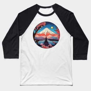 Japanese temple in front of Mount Fuji Baseball T-Shirt